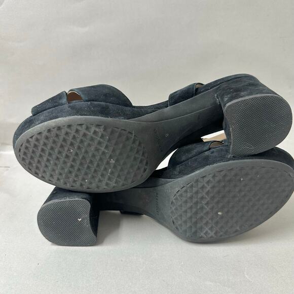 Aerosoles Cosmos Crisscross Platform Sandal in Black Suede Size 9 Block Heel - Picture 12 of 15